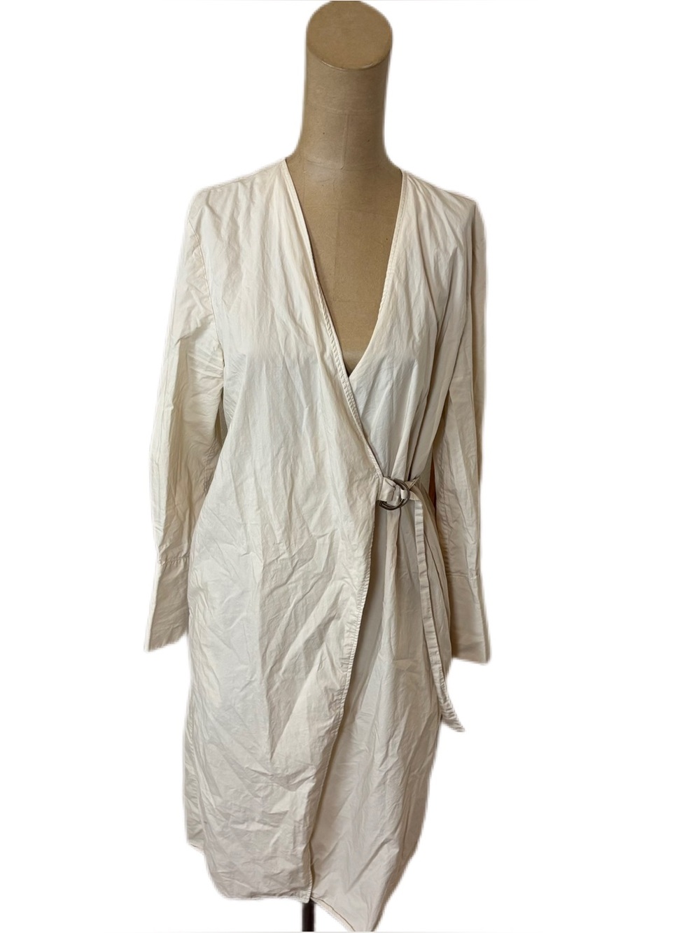 & Other Stories Beige Cotton Wrap Dress Size 2